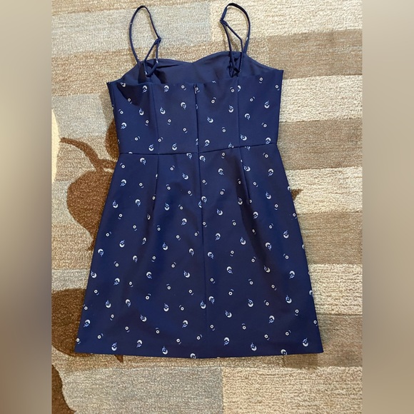 French Connection Whisper Micro Floral Print A-line Mini Dress in Blue Lobelia - Picture 6 of 9